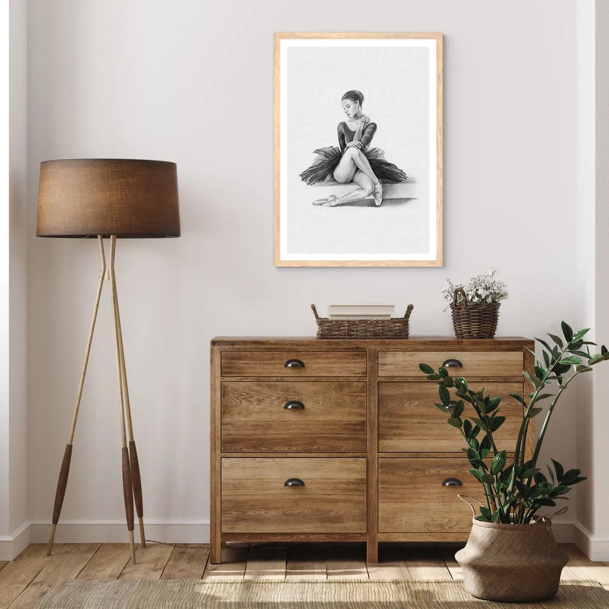 Poster in light oak frame - Enchanted by a Dance - 50x70 cm