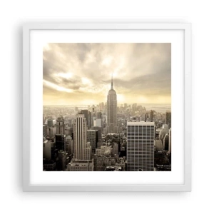 Poster in white frmae - New York Woven in Grey - 40x40 cm