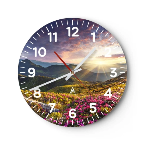 Wall clock - Clock on glass - Freshness of Mountain Morning - 40x40 cm