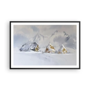 Poster in black frame - In a Snowy Valley - 91x61 cm