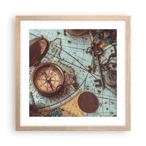 Poster in light oak frame - For Adventurers - 40x40 cm