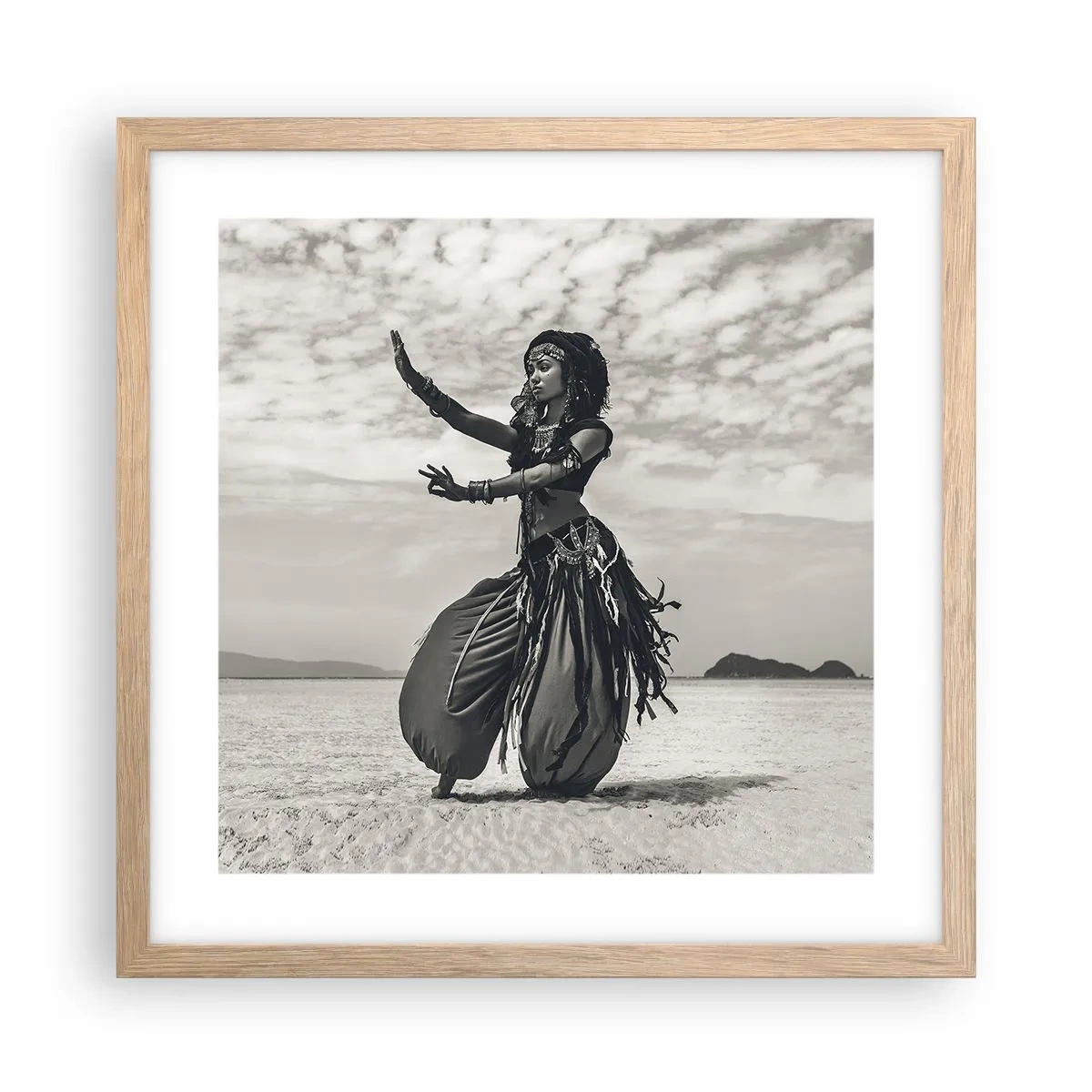 Poster in light oak frame - Dance of Southern Islands - 40x40 cm