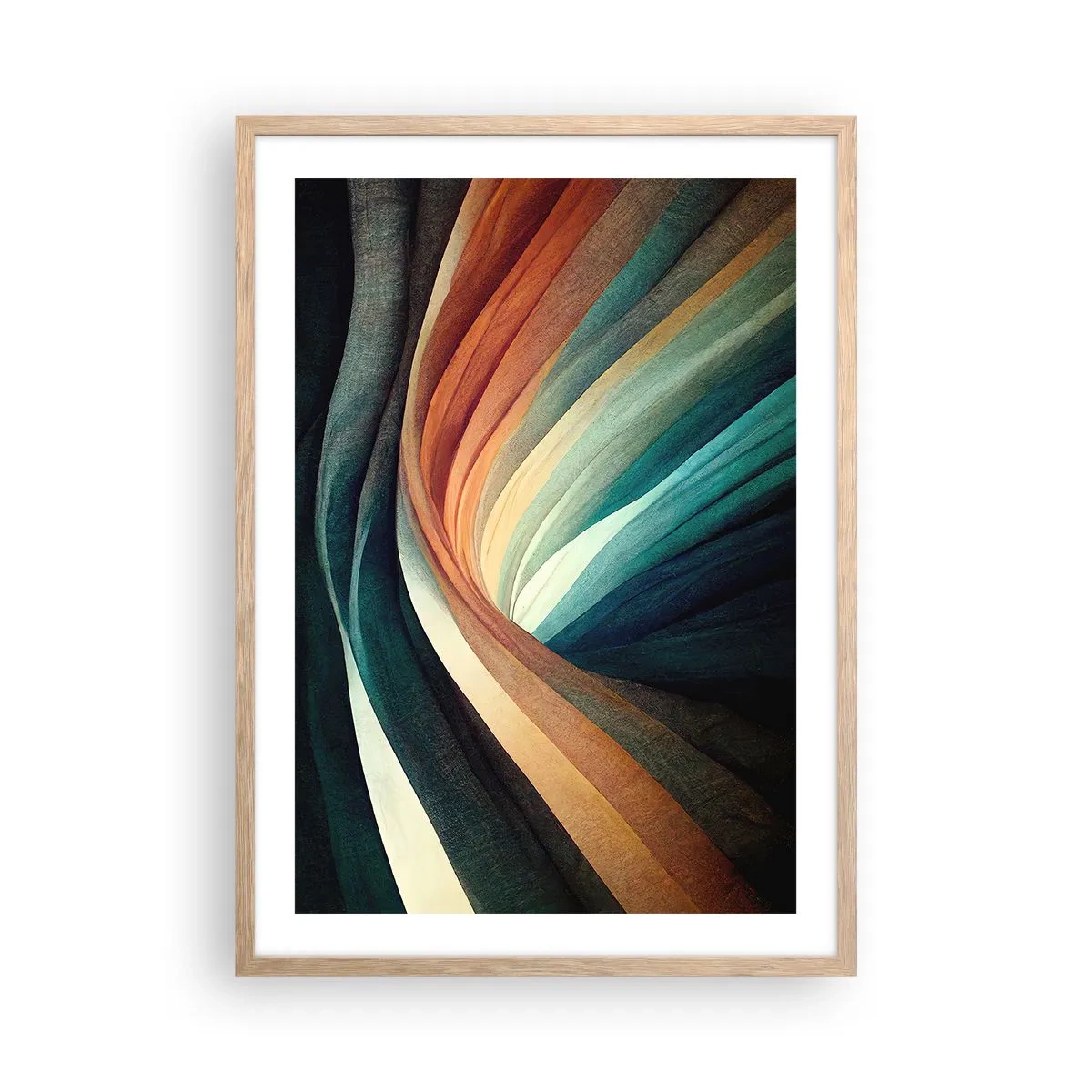 Poster in light oak frame - Woven from Colours - 50x70 cm