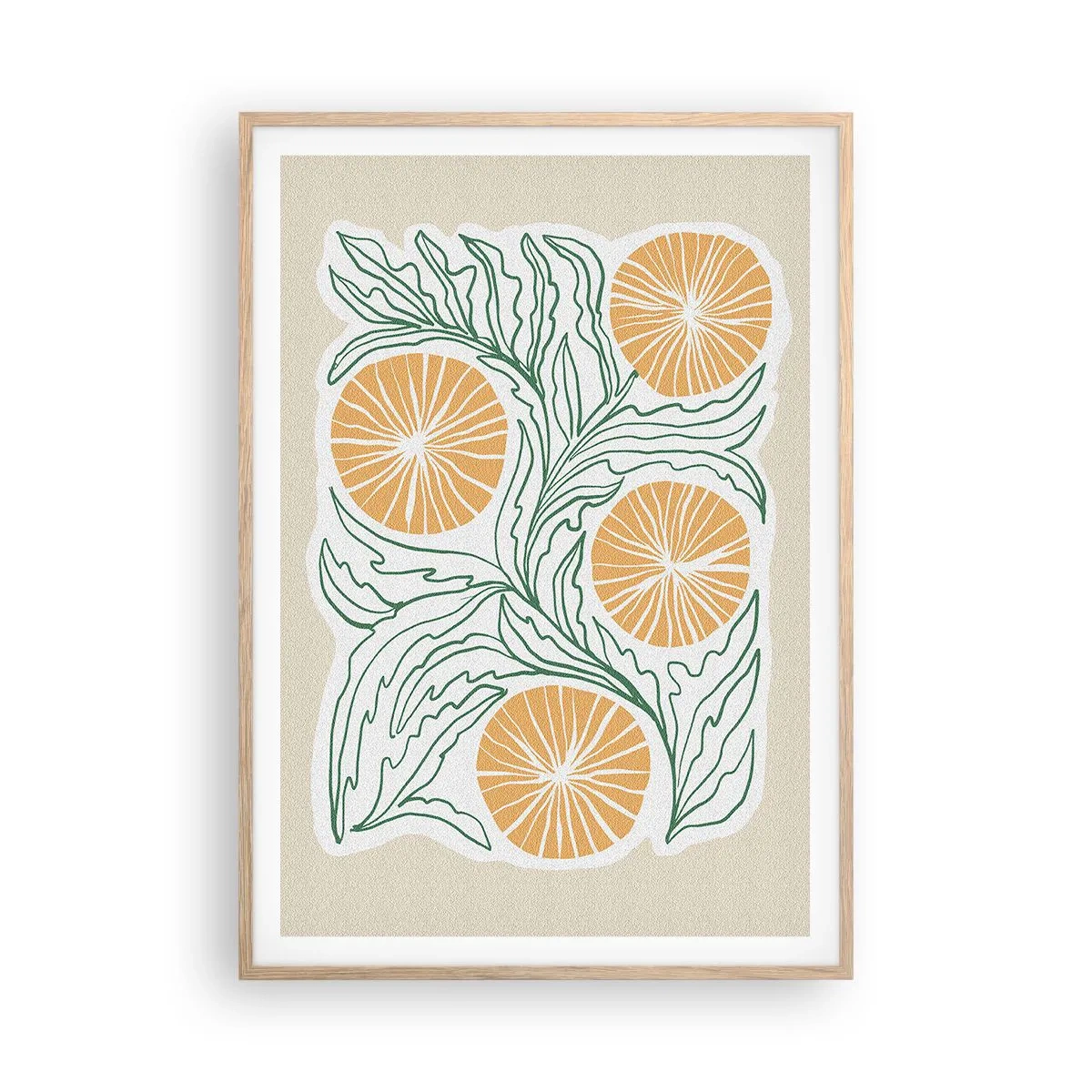 Poster in light oak frame - Ethnic with an Abstract Note - 70x100 cm