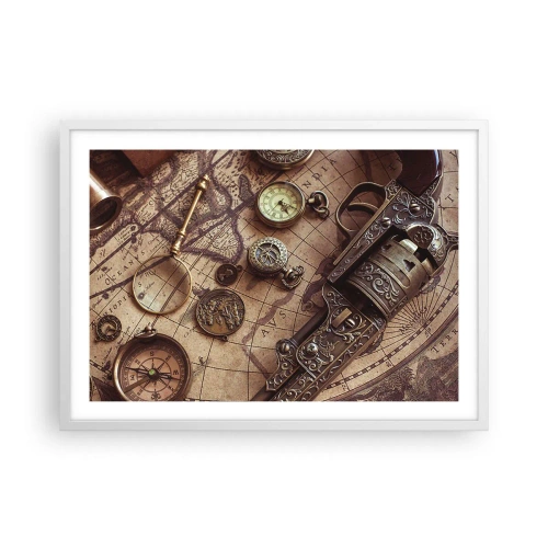 Poster in white frmae - Adventure Calls - 70x50 cm