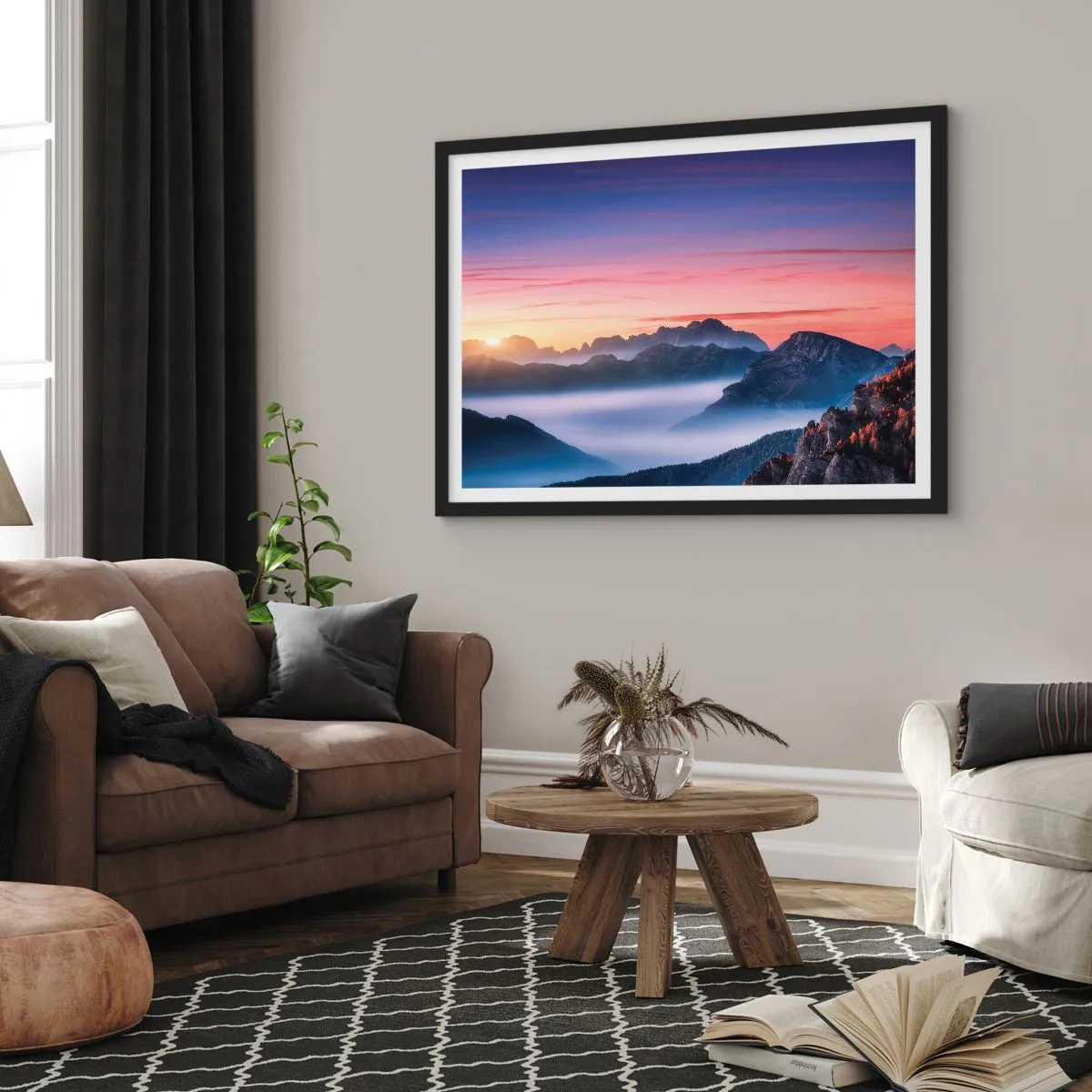 Poster in black frame - Over the Valleys - 91x61 cm