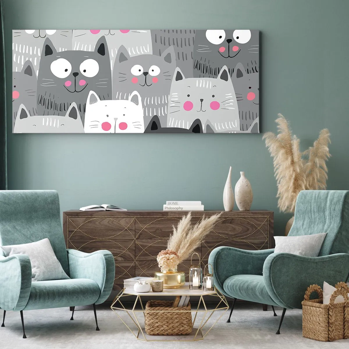 Canvas picture - Cat's World - 140x50 cm