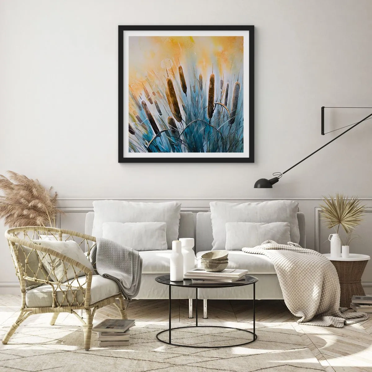 Poster in black frame - Coolness of Water, Heat of the Sun - 30x30 cm