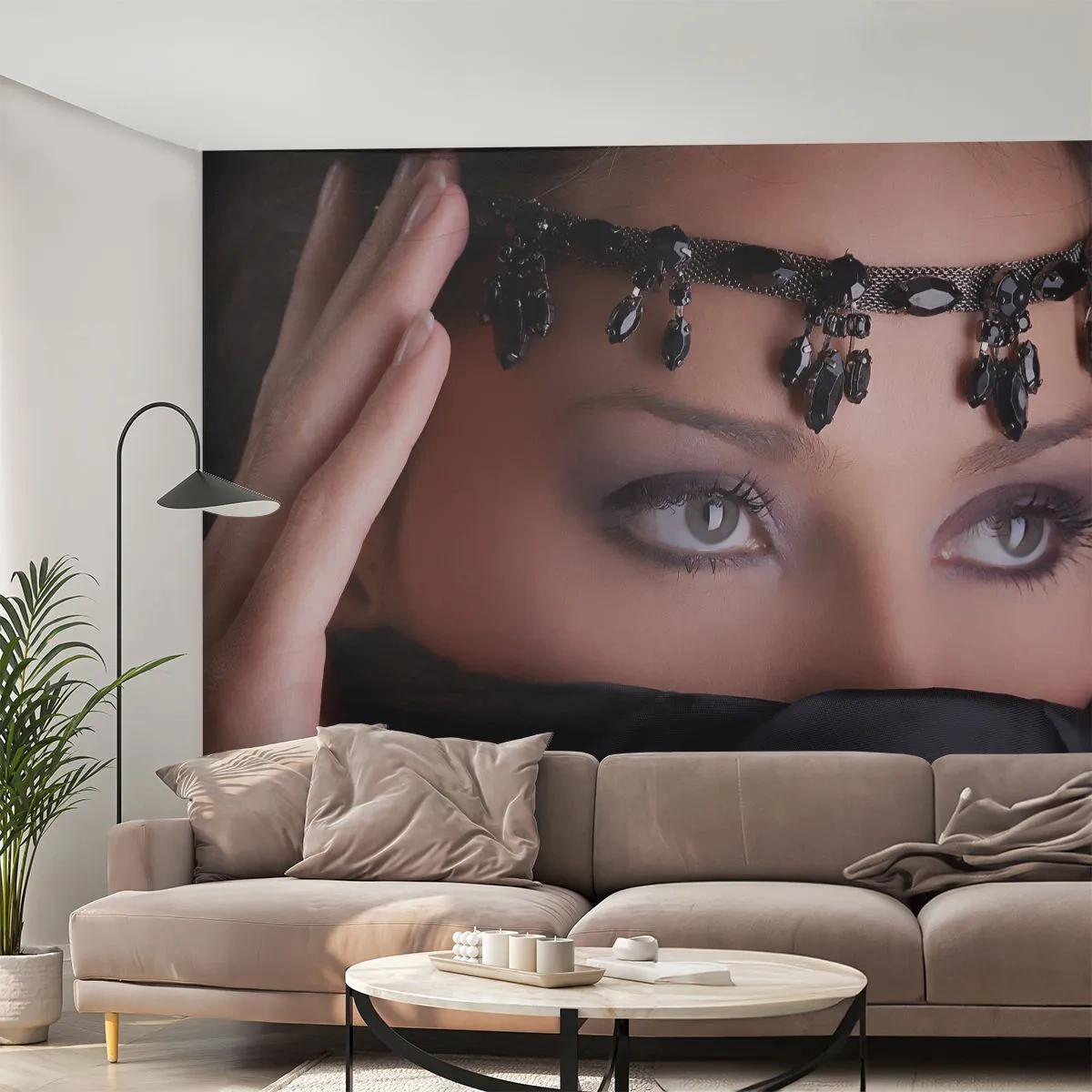 Photo Wallpaper Standard Eco - Oriental Temptation - Woman, Eyes, Culture - 200x140 cm