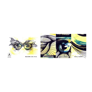 Photo Wallpaper Sample Self-Adhesive Deluxe Sticker - Through Blue Glasses - Abstraction, Women's Glasses, Female Eyes - 100x30 cm