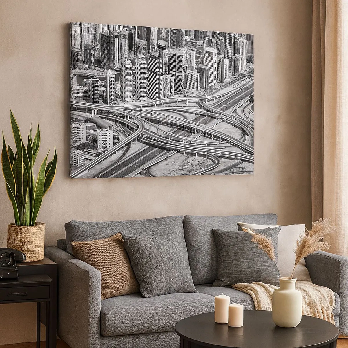Canvas picture - A bird's eye view of Dubai - 70x50cm - Dubai - Impossible City - Modern wall decoration for the living room and bedroom ARTTOR