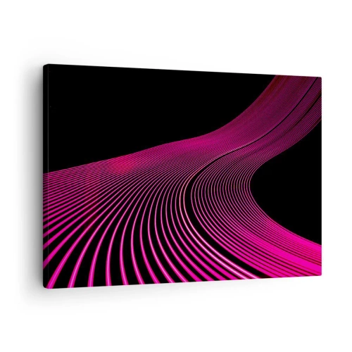 Canvas picture - Futuristic lines in shades of pink on a black background - 70x50cm - Alley of Light - Modern wall decoration for the living room and bedroom ARTTOR