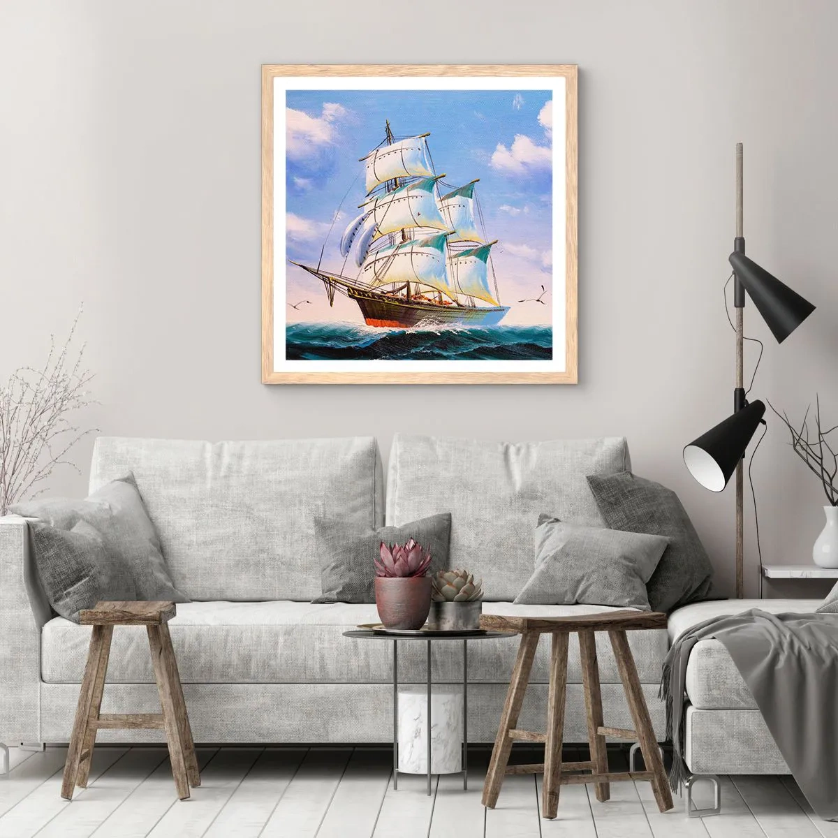 Poster in light oak frame - Proudly with Wind - 60x60 cm