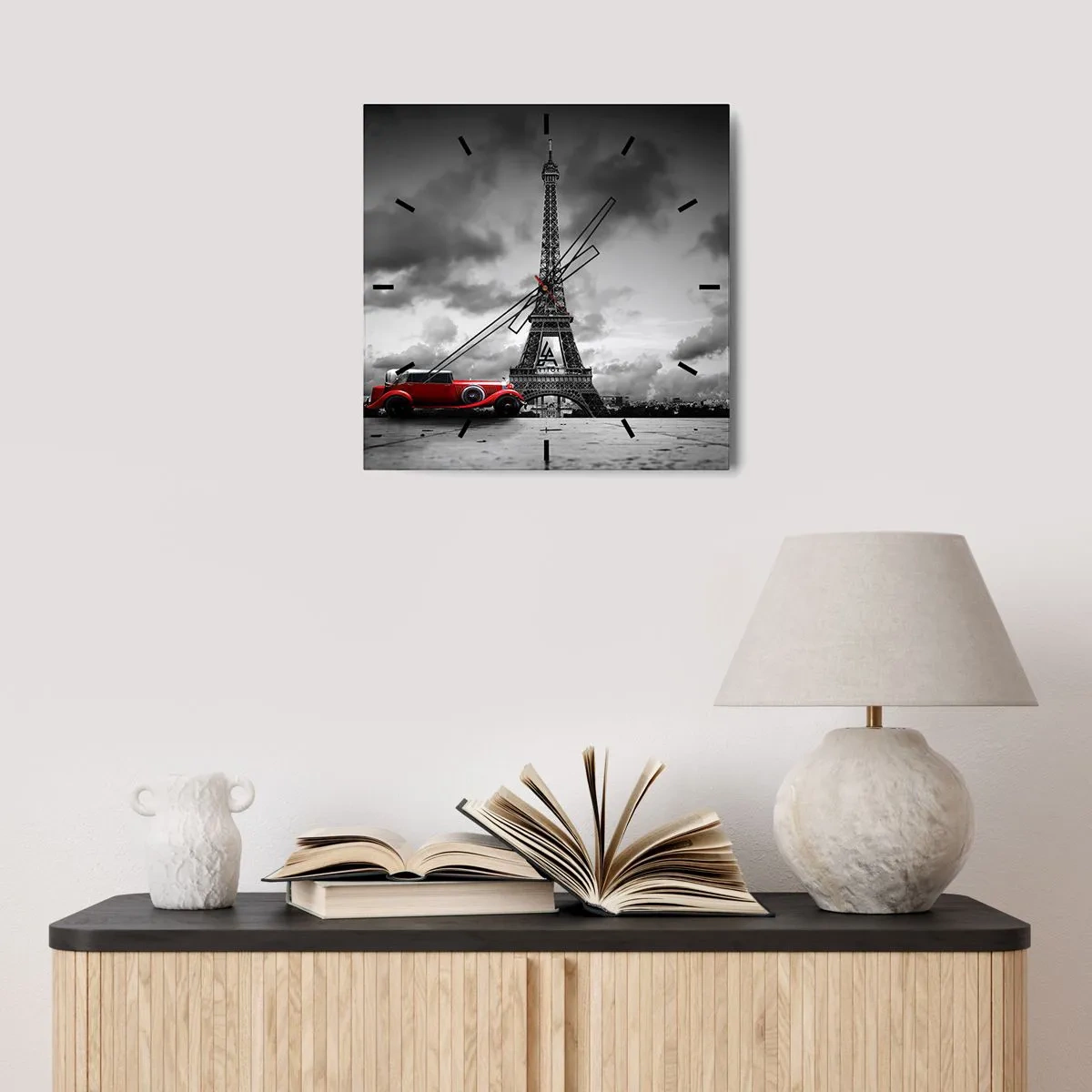 Wall clock - Clock on glass - Not So Long Ago in Paris - 40x40 cm