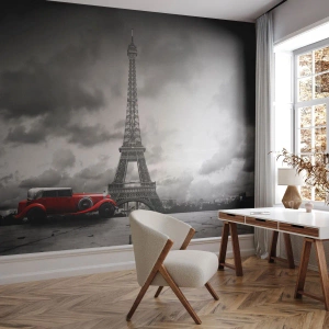 Photo Wallpaper Standard Eco - Not So Long Ago in Paris - Automotive, Eiffel Tower, Paris - 500x350 cm