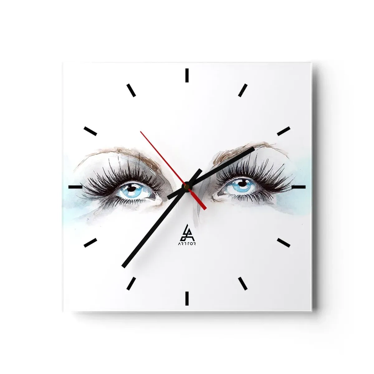 Wall clock - Clock on glass - Eyes ofaAn Angel? - 40x40 cm