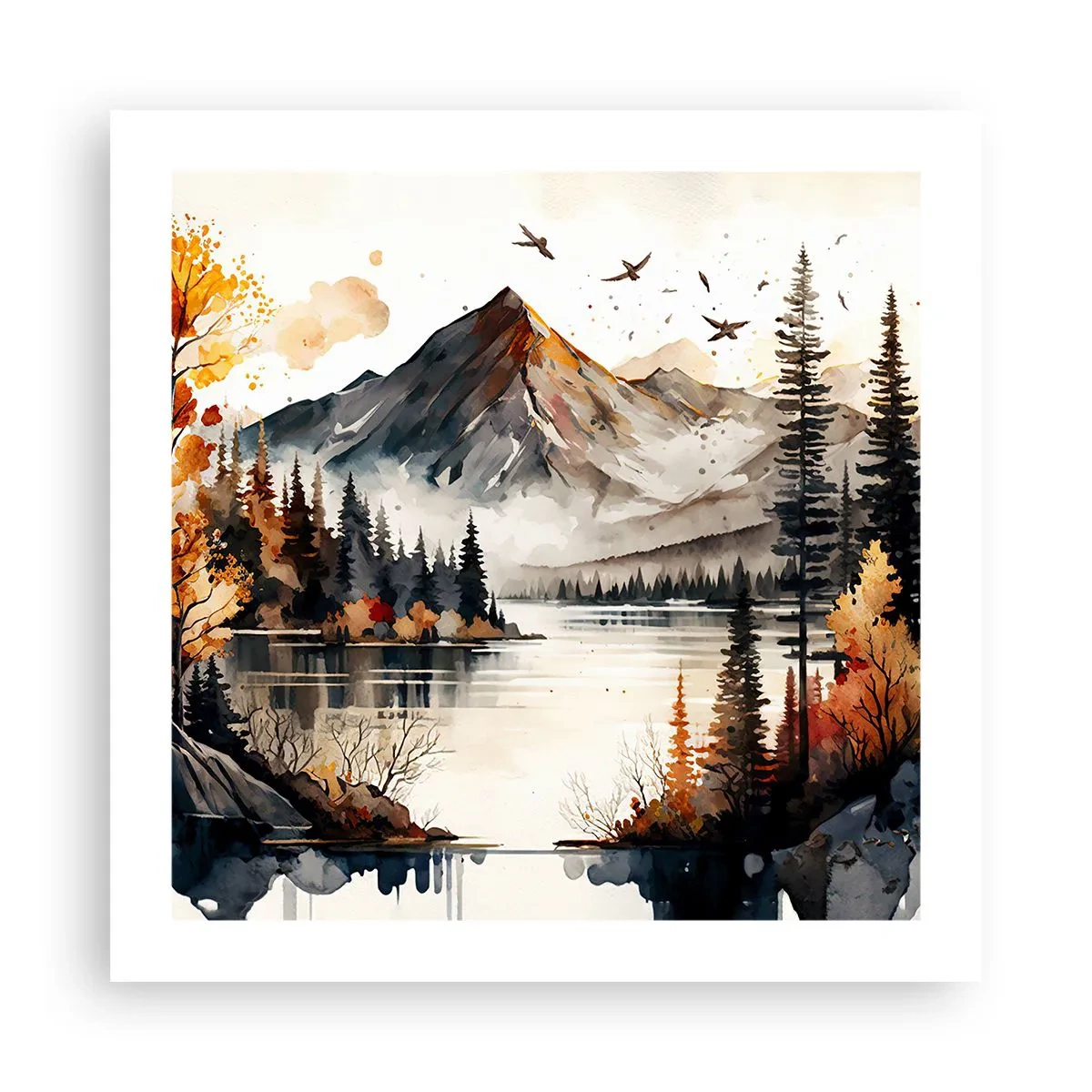 Poster - Golden Autumn in the Mountains - 50x50 cm