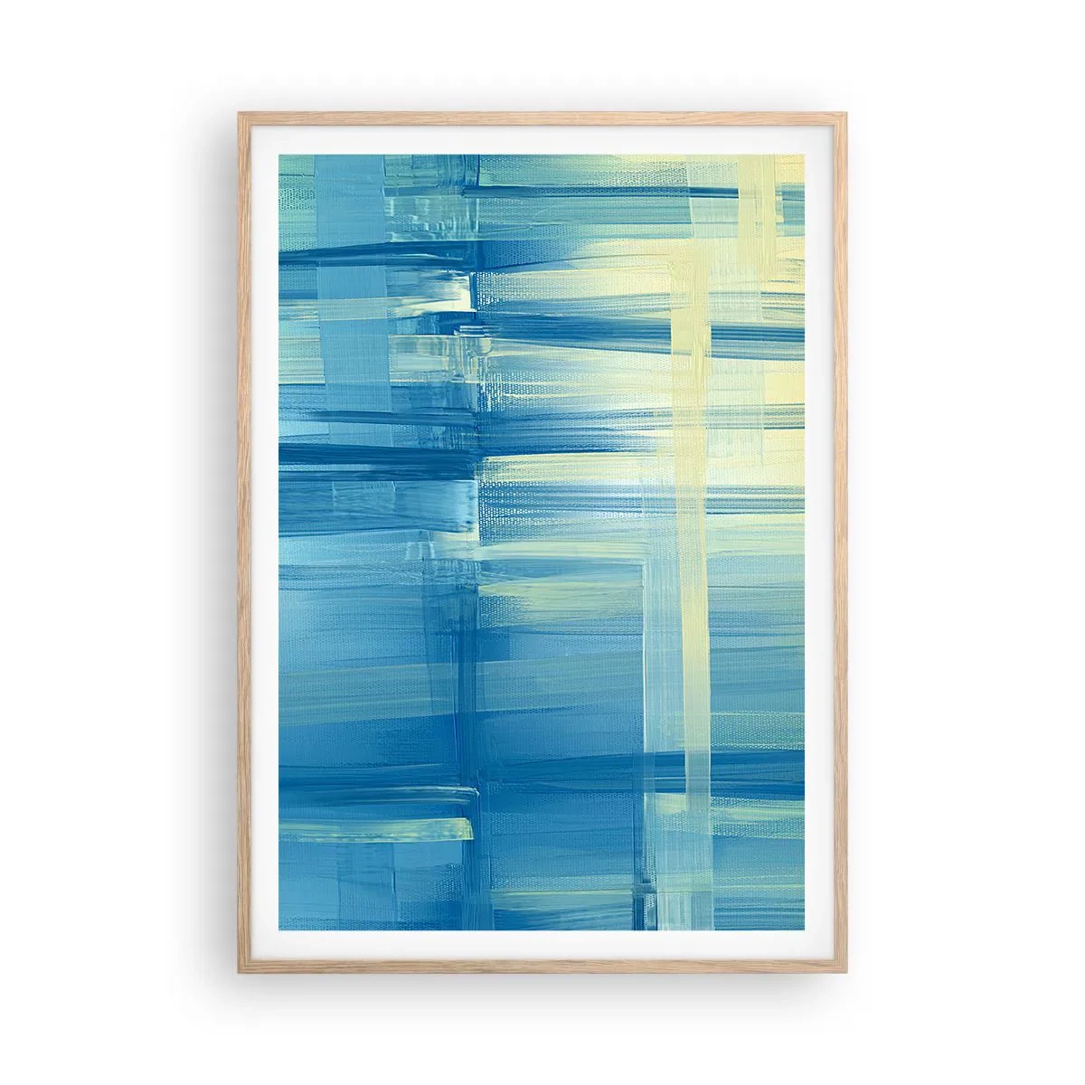 Poster in light oak frame - Composition In Turquoise - 70x100 cm