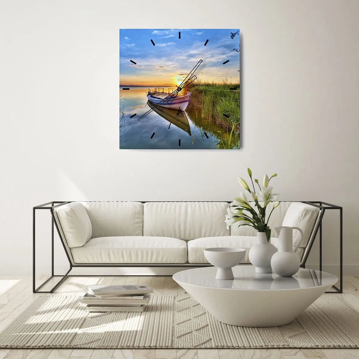 Wall clock - Clock on glass - Bay of Fulfilled Dreams - 30x30 cm