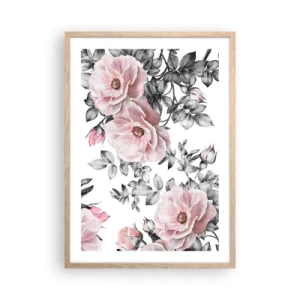 Poster in light oak frame - Getting Lost in Rose Flowers - 50x70 cm