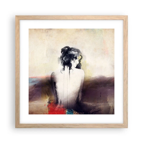 Poster in light oak frame - Gentle Lines, Oval Shapes - 40x40 cm