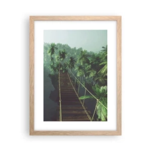 Poster in light oak frame - Hanging Bridge in the Green - 30x40 cm