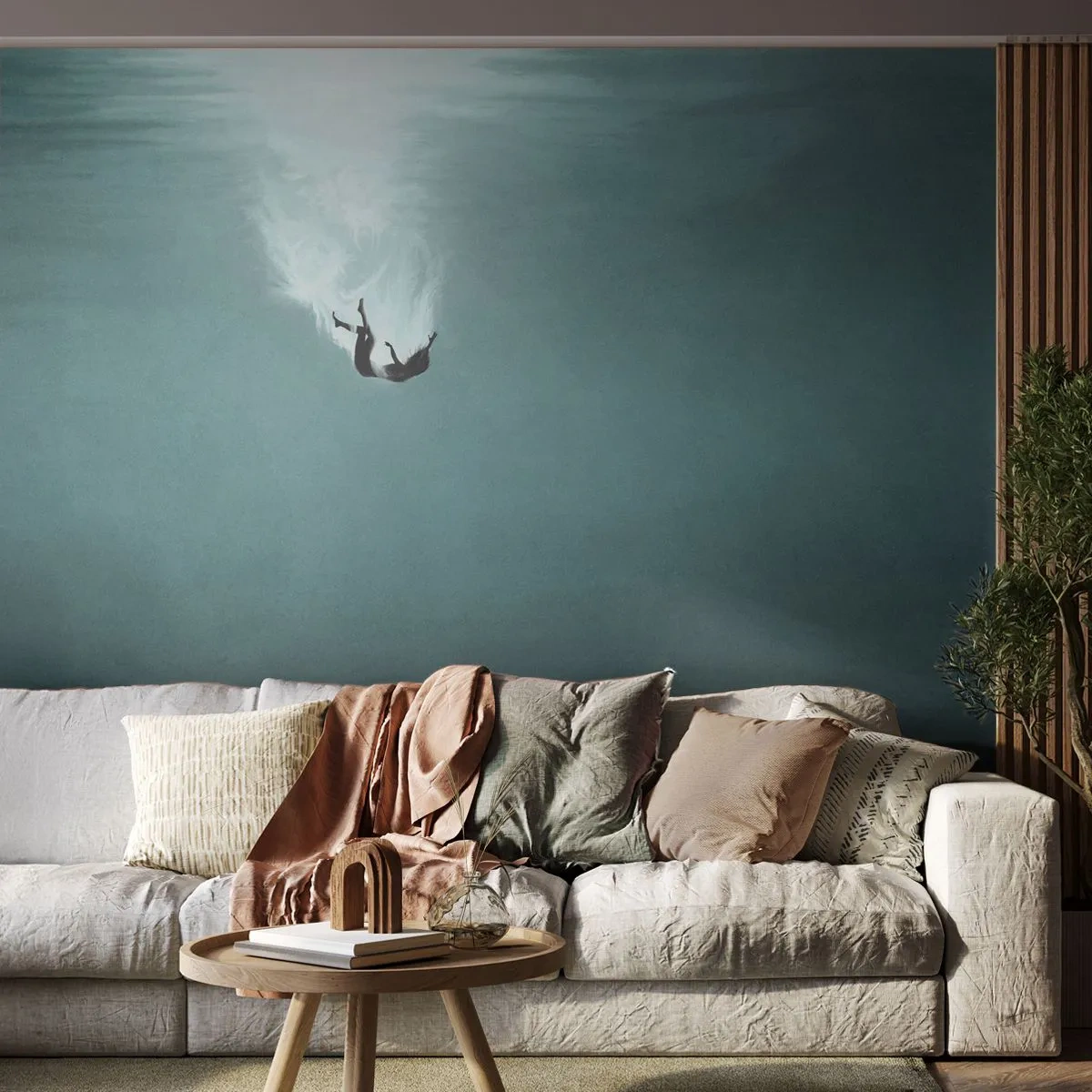 Self-Adhesive Photo Wallpaper Deluxe Sticker - In the Arms of the Ocean - Water, Minimalism, Underwater - 100x70 cm