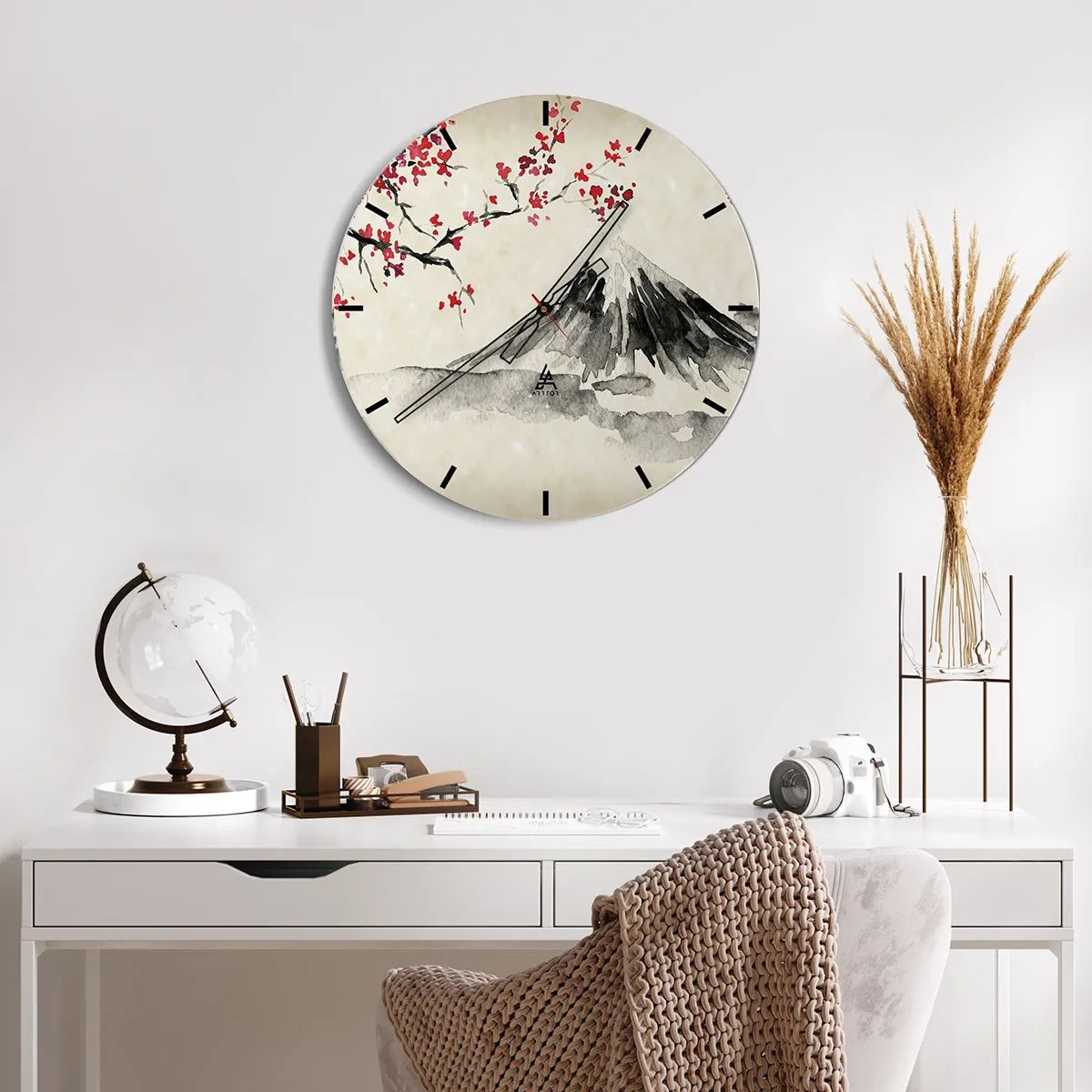 Wall clock - Clock on glass - Love Japan - 40x40 cm