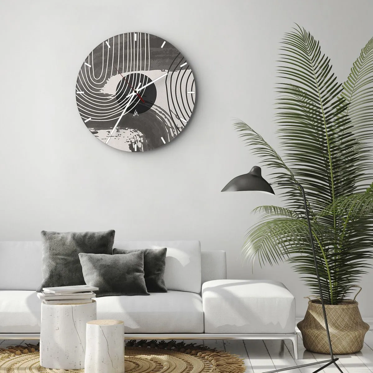 Wall clock - Clock on glass - Oval Wins - 30x30 cm
