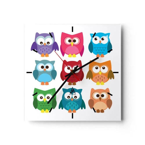 Wall clock - Clock on glass - It Can Be Fun to Differ - 30x30 cm