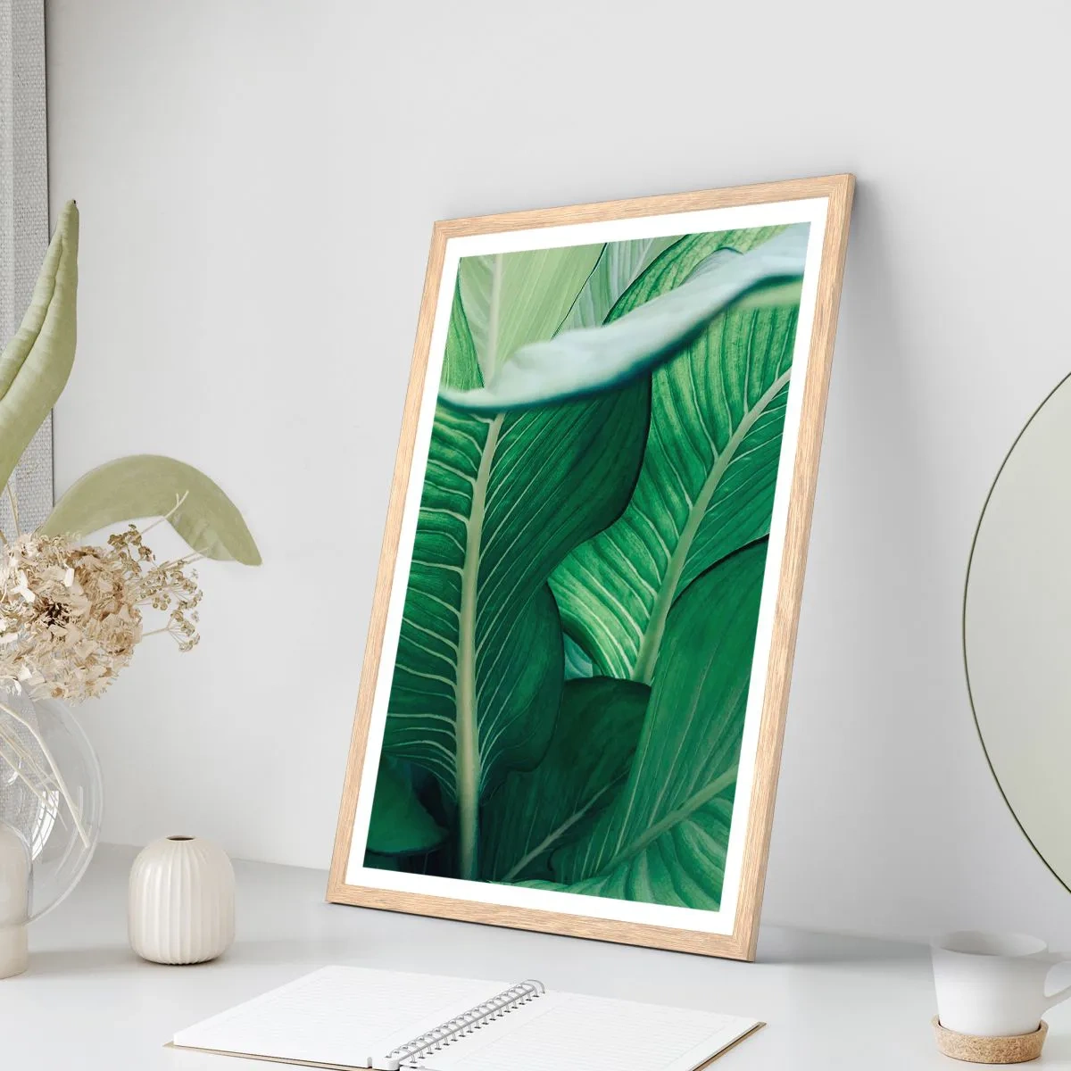 Poster in light oak frame - Life in Intense Green Colour - 70x100 cm