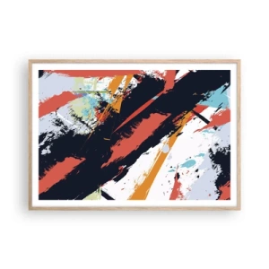 Poster in light oak frame - Dynamic Composition - 100x70 cm