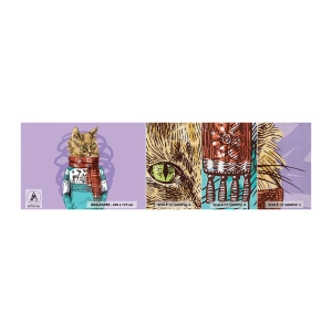 Photo Wallpaper Sample Premium Canvas - Cat Not Only in Boots - Abstraction, Cat, Woolen Sweater - 100x30 cm