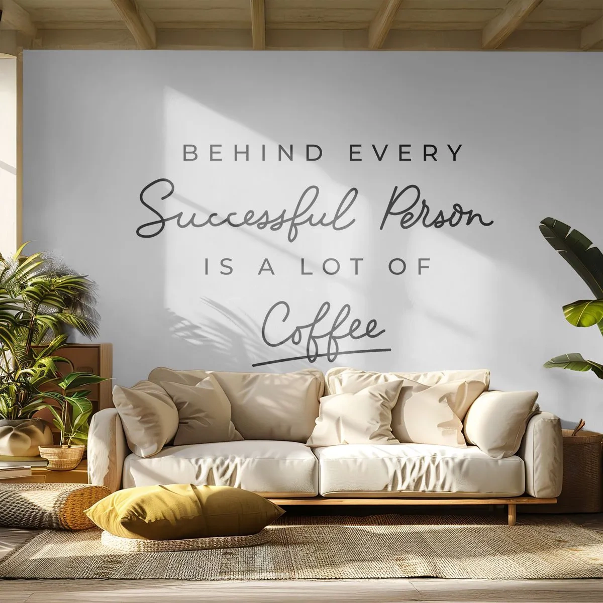 Photo Wallpaper Premium Sand - Secret of Success - Typography, Affirmation, Maxim - 300x210 cm