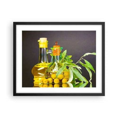 Poster in black frame - Still Life with Olives and Olive Oil - 50x40 cm