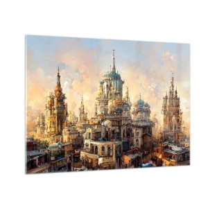 Glass picture - A fantastic panorama of the city with towers and palaces - 70x50cm - City of Cities - Modern wall decoration for the living room and bedroom ARTTOR