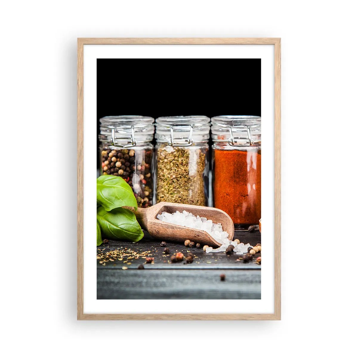Poster in light oak frame - Spicing Up Life - 50x70 cm