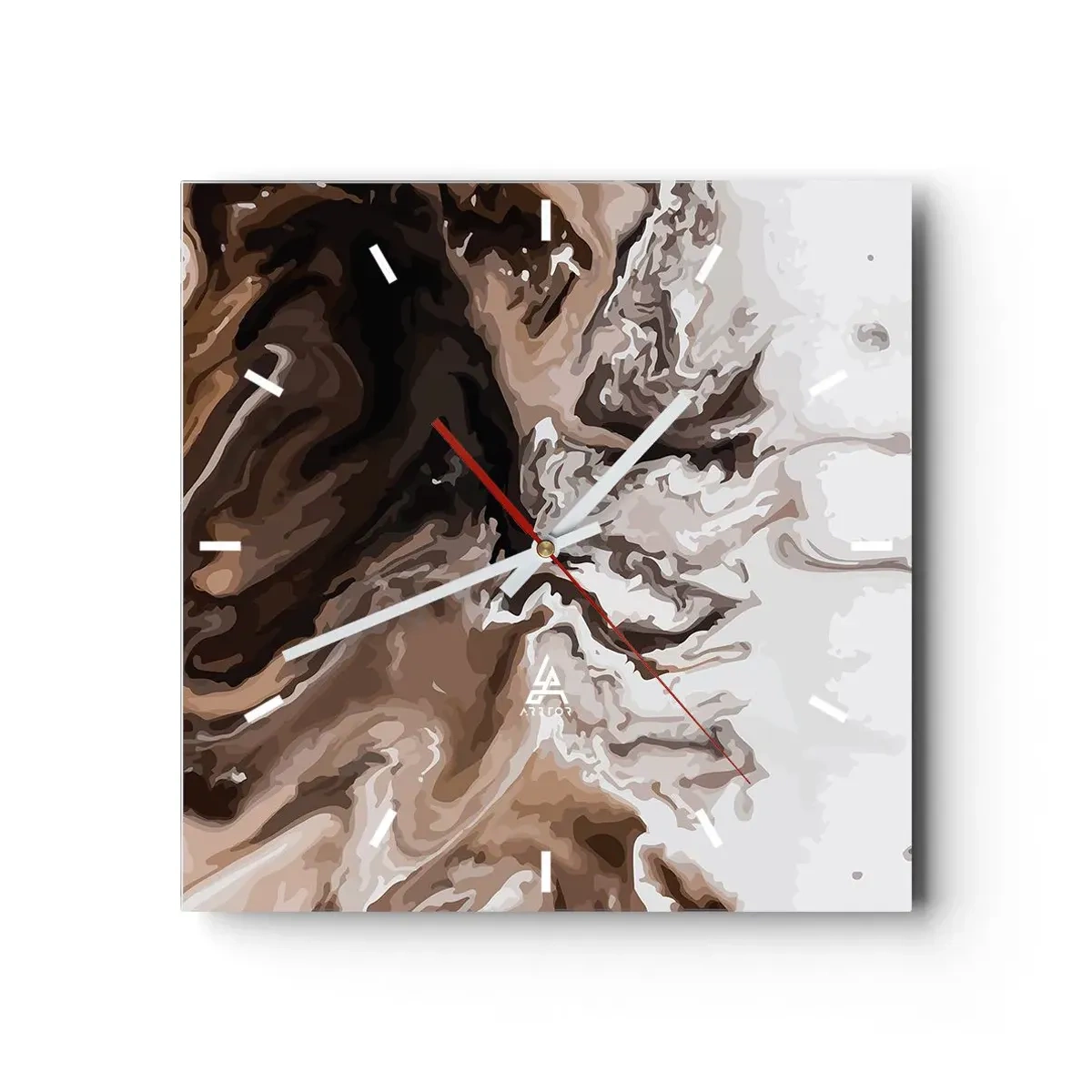 Wall clock - Clock on glass - Counterbalance of Colours - 30x30 cm