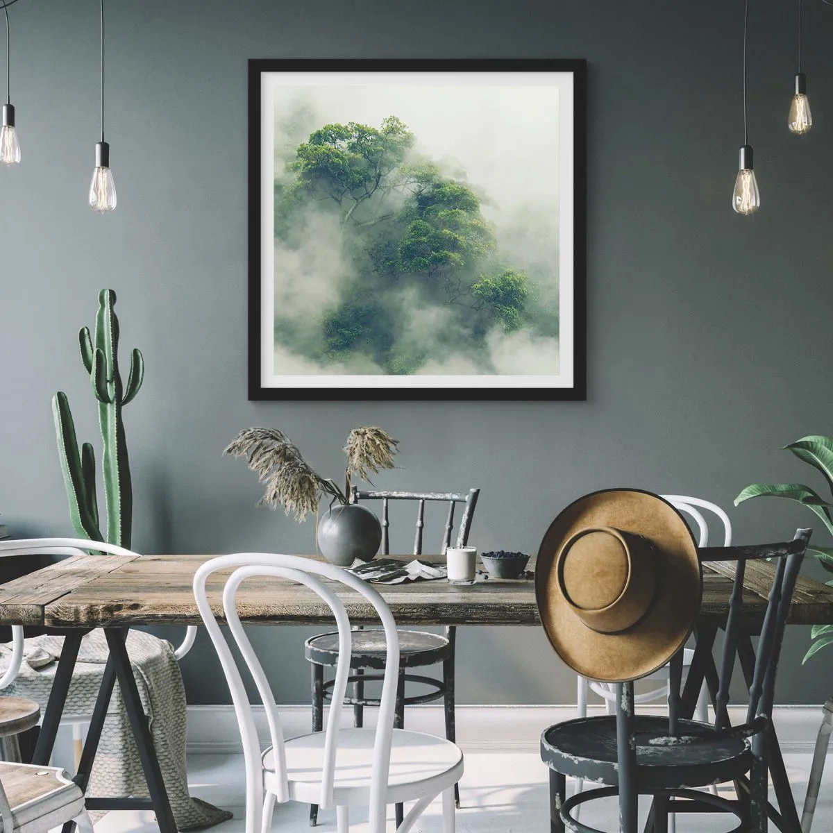 Poster in black frame - Wrapped In Fog - 50x50 cm