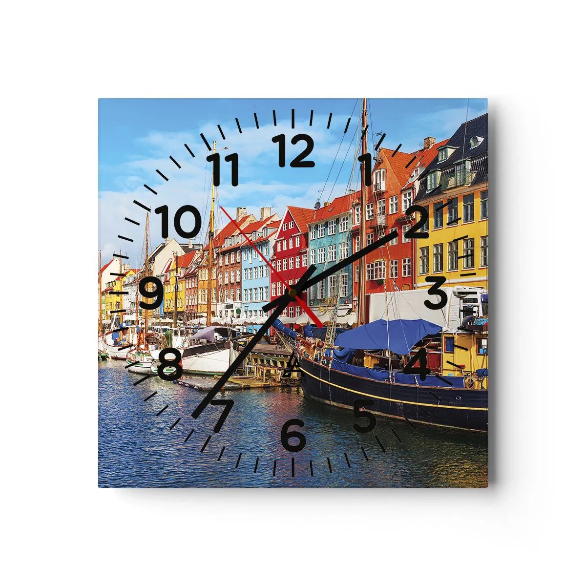 Wall clock - Clock on glass - Joyful Coast - 40x40 cm