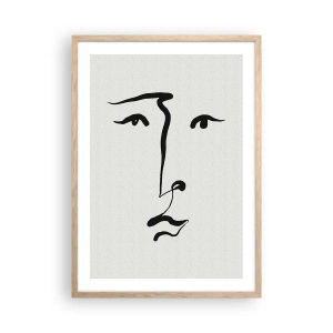 Poster in light oak frame - Portrait with One Stroke - 50x70 cm