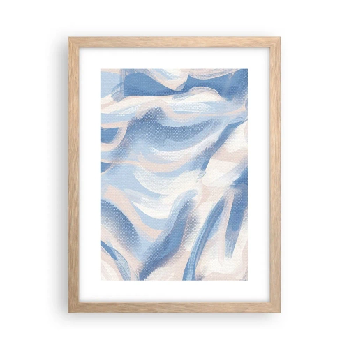 Poster in light oak frame - Blue Waves - 30x40 cm