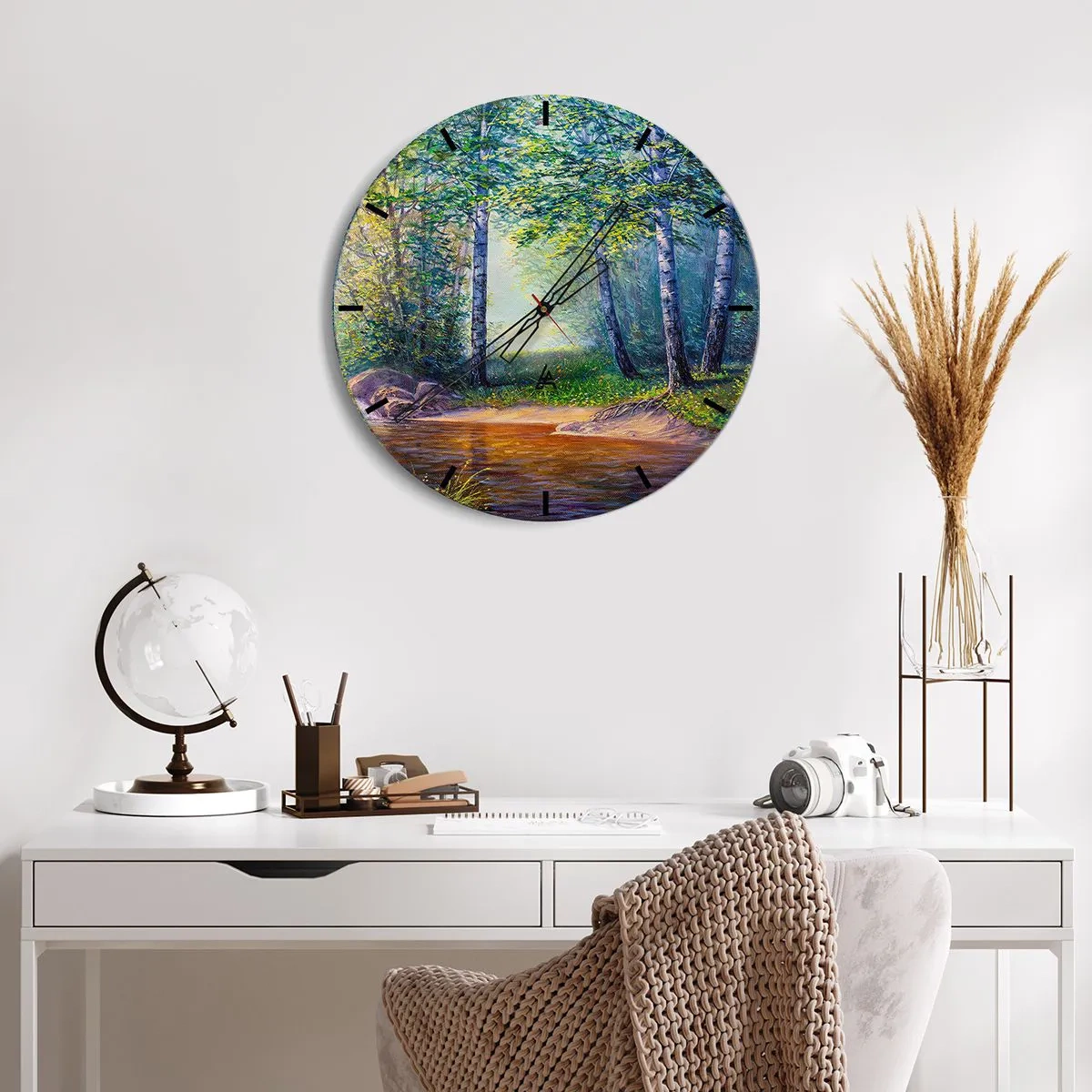 Wall clock - Clock on glass - Idyllic Scenery - 30x30 cm