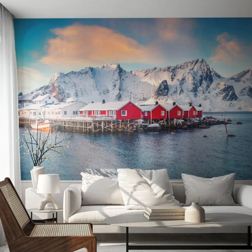 Self-Adhesive Photo Wallpaper Deluxe Sticker - Northern Retreat - Landscape, Norway, Lofoten - 500x350 cm