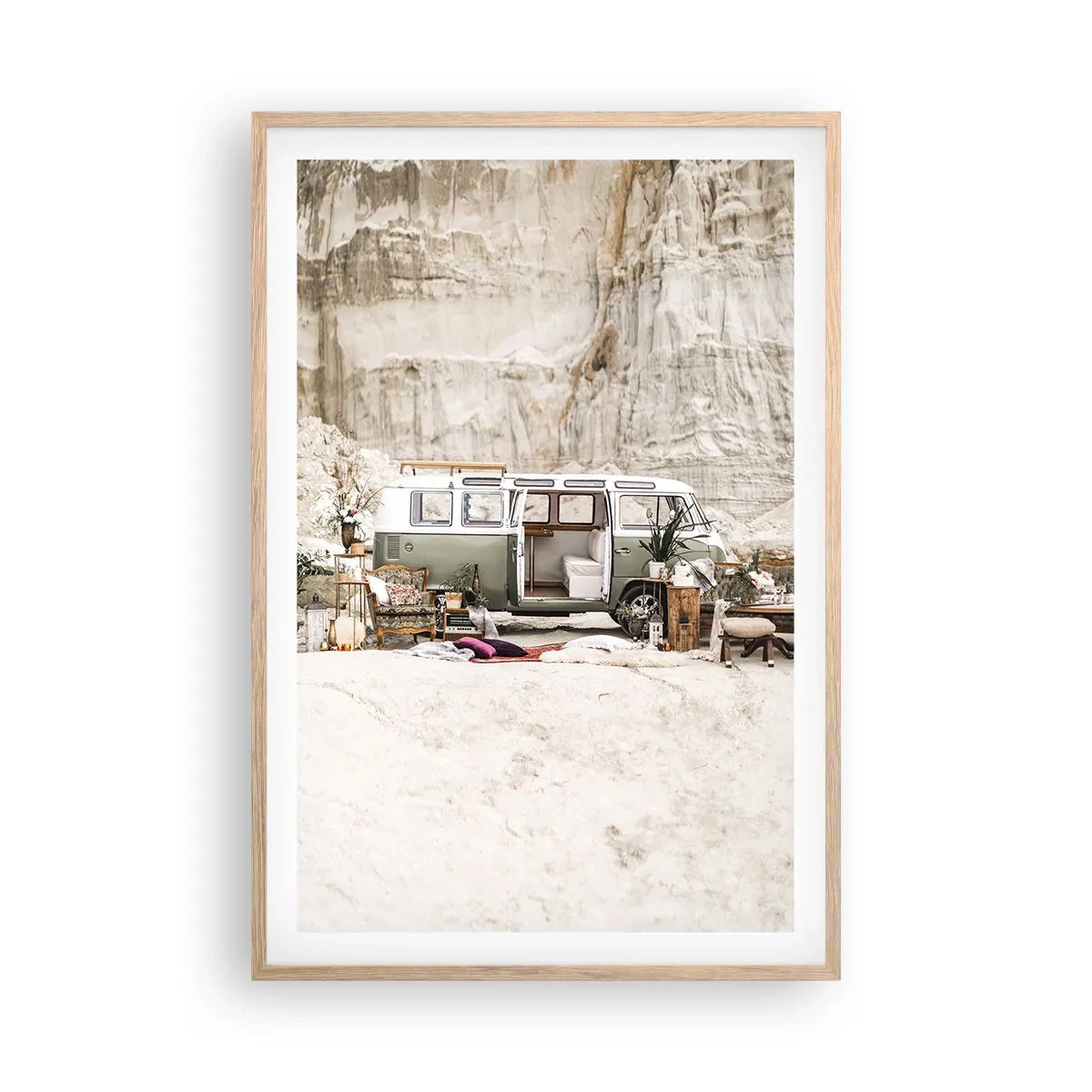 Poster in light oak frame - Time to Start the Trip - 61x91 cm