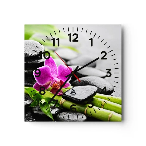 Wall clock - Clock on glass - In a Peaceful Balance - 40x40 cm