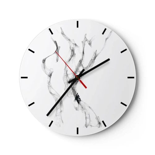 Wall clock - Clock on glass - Abstract black lines in a minimalist composition - 30x30cm - Beautiful and Strong - Modern wall decoration for the living room, kitchen, and bedroom ARTTOR