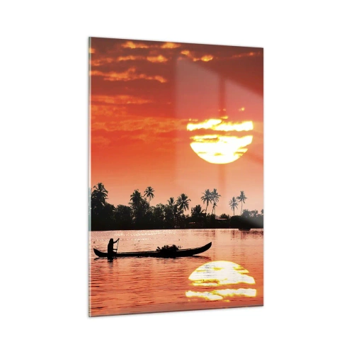 Glass picture - Peace of the Tropics at Sunset - 50x70 cm