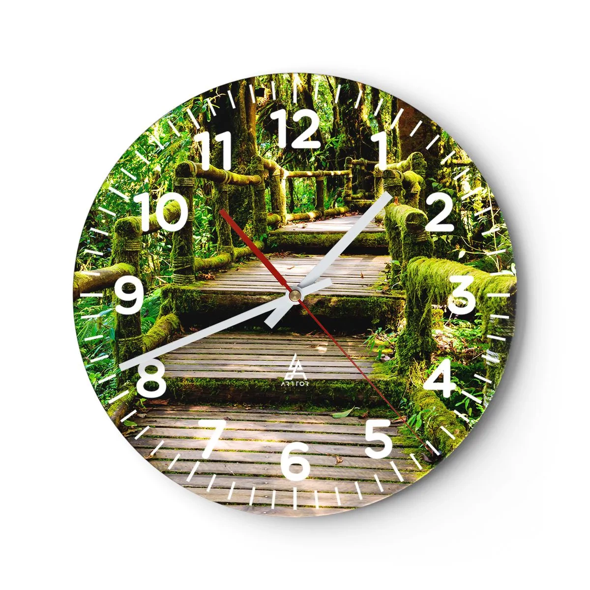 Wall clock - Clock on glass - Down the Green Path - 30x30 cm