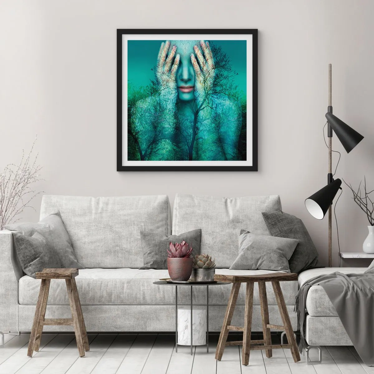 Poster in black frame - Submerged in Blue - 30x30 cm